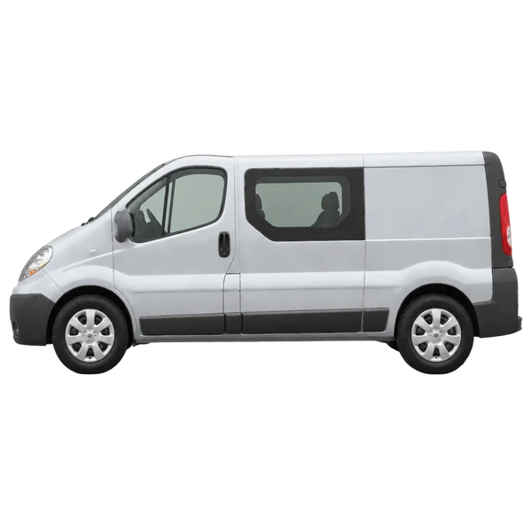 Nissan Primastar 2004 prata, vista lateral (voltada para a esquerda)