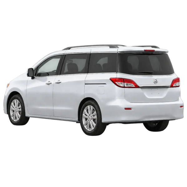 Nissan Quest 2012 en plateado, vista tres cuartos trasero (mirando a la izquierda)
