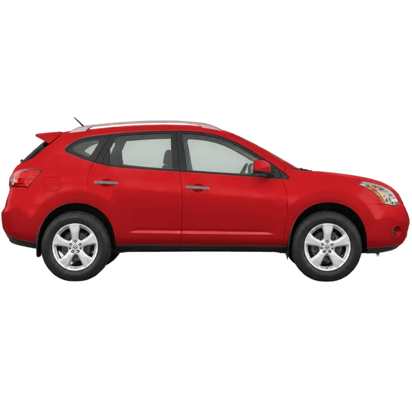 Nissan Rogue 2008 vermelho, vista lateral (voltada para a direita)