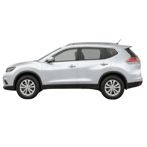 silver 2017 Nissan Rogue side (facing left) view