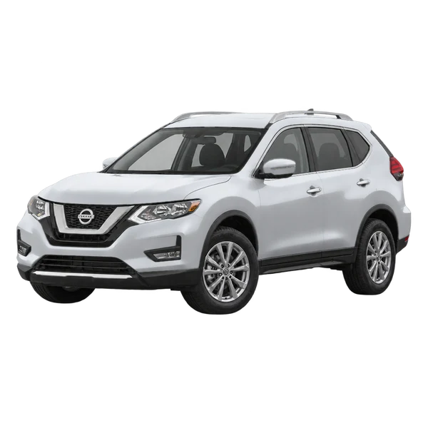 silver 2019 Nissan Rogue front three-quarter (facing left) view