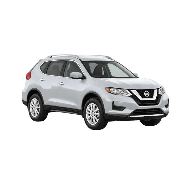 silver 2019 Nissan Rogue front three-quarter (facing right) view