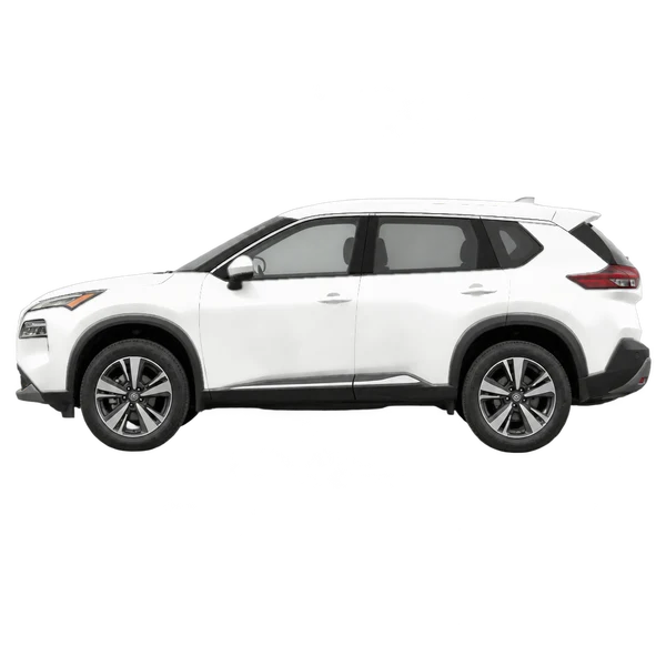 2027 Nissan Rogue in weiß, Ansicht: Seite (nach links gerichtet)