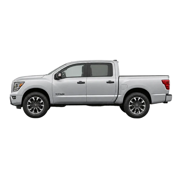 シルバーの2025 Nissan Titan（側面（左向き）ビュー）