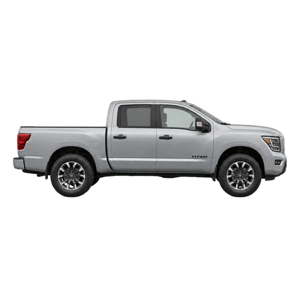 シルバーの2025 Nissan Titan（側面（右向き）ビュー）