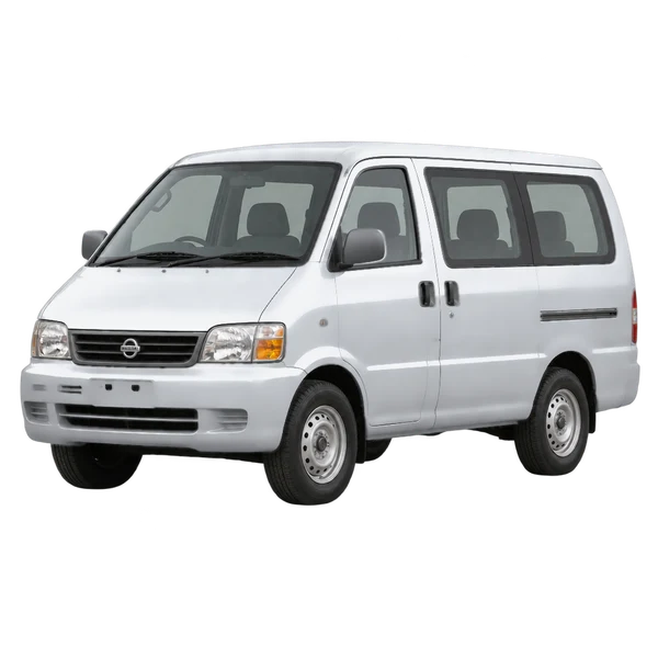 Nissan Vanette 2001 prata, vista dianteira em três quartos (voltada para a esquerda)