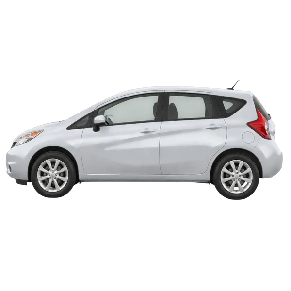 Nissan Versa Note 2016 en plateado, vista lateral (mirando a la izquierda)