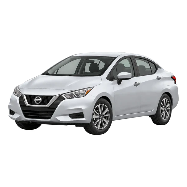 シルバーの2021 Nissan Versa（フロントスリークォーター(左向き)ビュー）