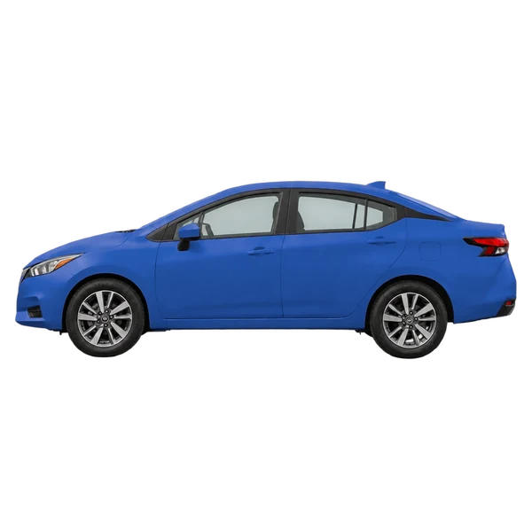 Nissan Versa 2022 باللون أزرق، منظر جانبي (متجه إلى اليسار)