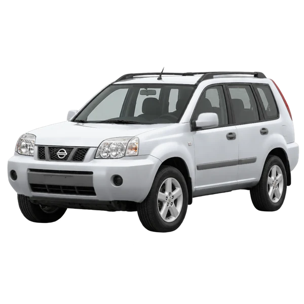 シルバーの2003 Nissan X-Trail（フロントスリークォーター(左向き)ビュー）