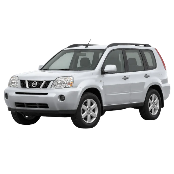 シルバーの2007 Nissan X-Trail（フロントスリークォーター(左向き)ビュー）