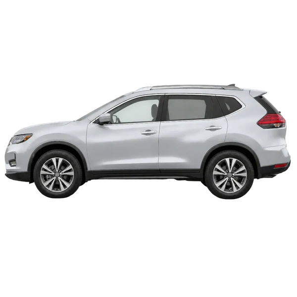 Nissan X-Trail 2019 prata, vista lateral (voltada para a esquerda)