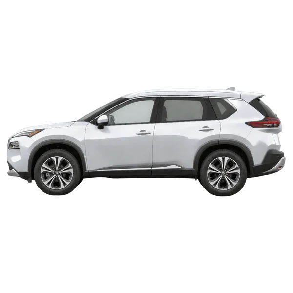Nissan X-Trail 2022 prata, vista lateral (voltada para a esquerda)