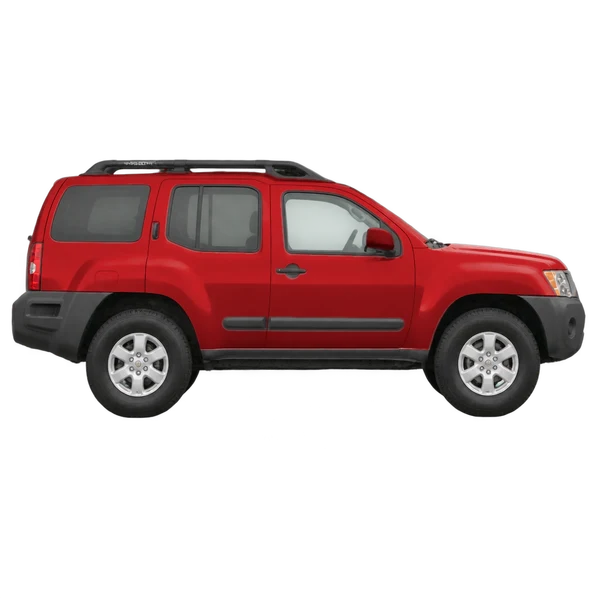 レッドの2009 Nissan Xterra（側面（右向き）ビュー）