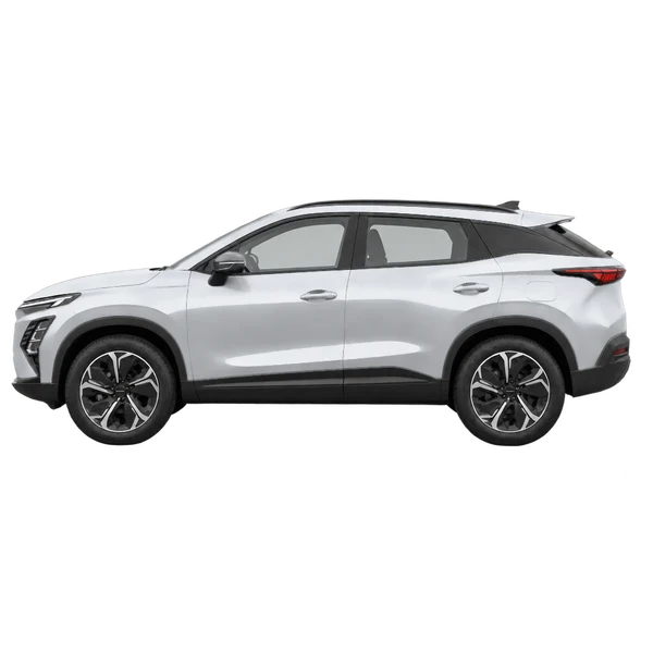 Omoda 5 EV 2025 prata, vista lateral (voltada para a esquerda)