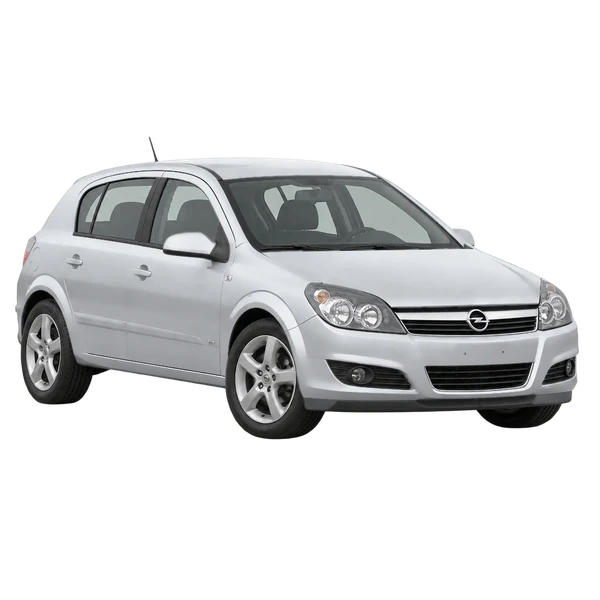 Opel Astra 2007 en plateado, vista frontal tres cuartos (hacia la izquierda)