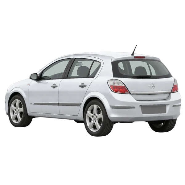 Opel Astra 2007 en plateado, vista tres cuartos trasero (mirando a la izquierda)
