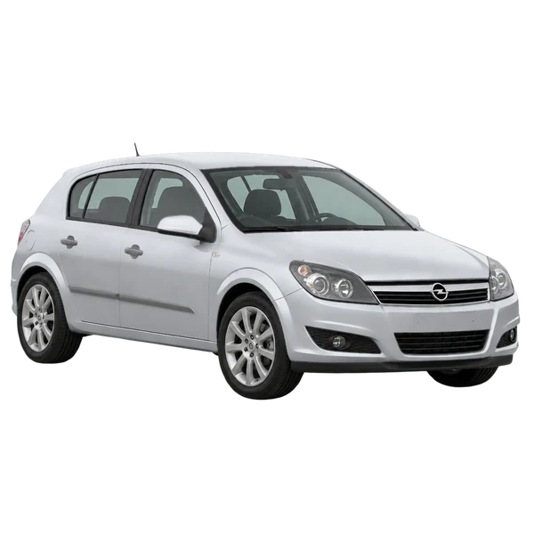 Opel Astra 2008 en plateado, vista frontal tres cuartos (hacia la izquierda)