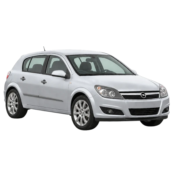 Opel Astra 2008 en plateado, vista tres cuartos frontal (mirando a la derecha)