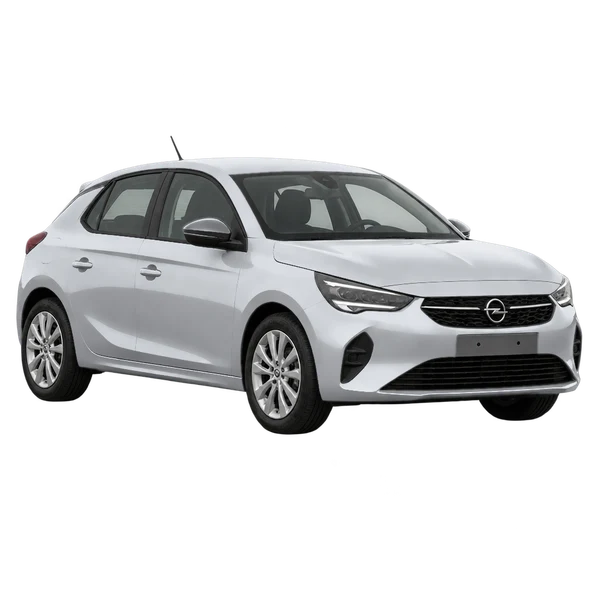 2022 Opel Corsa-E in Silber, Ansicht: Dreiviertelansicht vorne (nach links gerichtet)