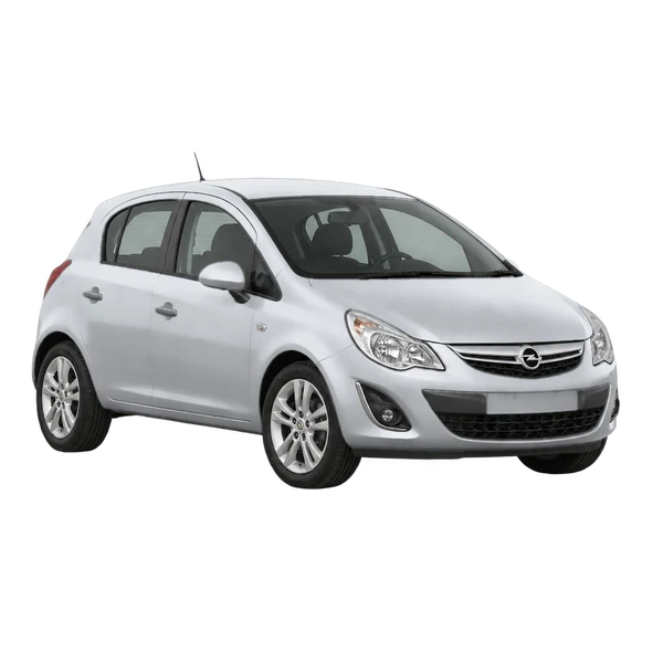 Opel Corsa 2012 prata, vista dianteira em três quartos (voltada para a esquerda)