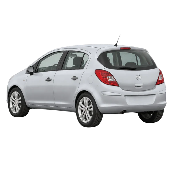 Opel Corsa 2012 prata, vista três quartos traseira (voltada para a esquerda)