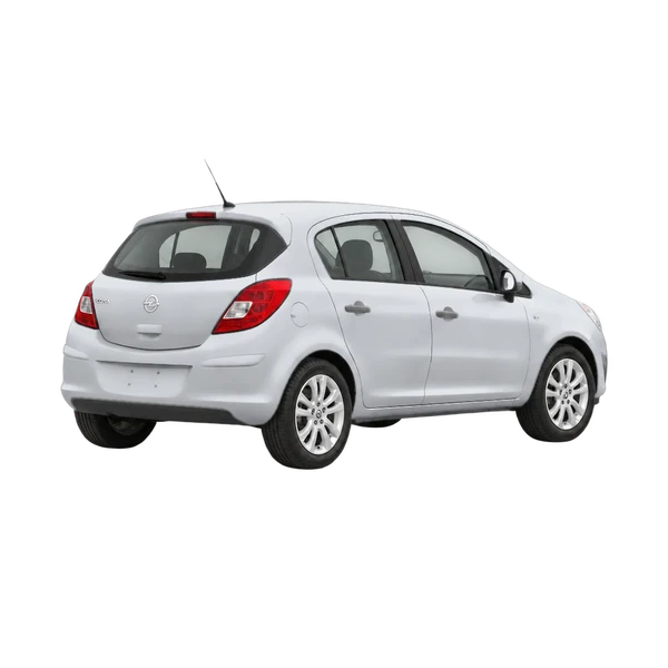 Opel Corsa 2012 prata, vista traseira três quartos (voltada para a direita)