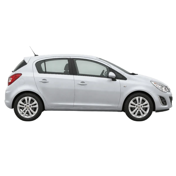 Opel Corsa 2012 prata, vista lateral (voltada para a direita)