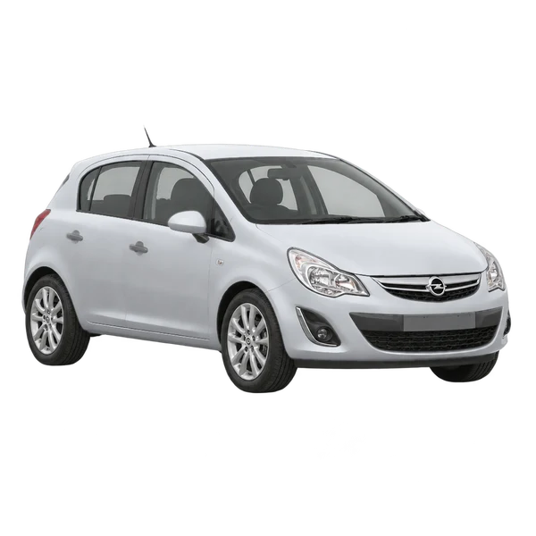 Opel Corsa 2014 prata, vista dianteira em três quartos (voltada para a esquerda)