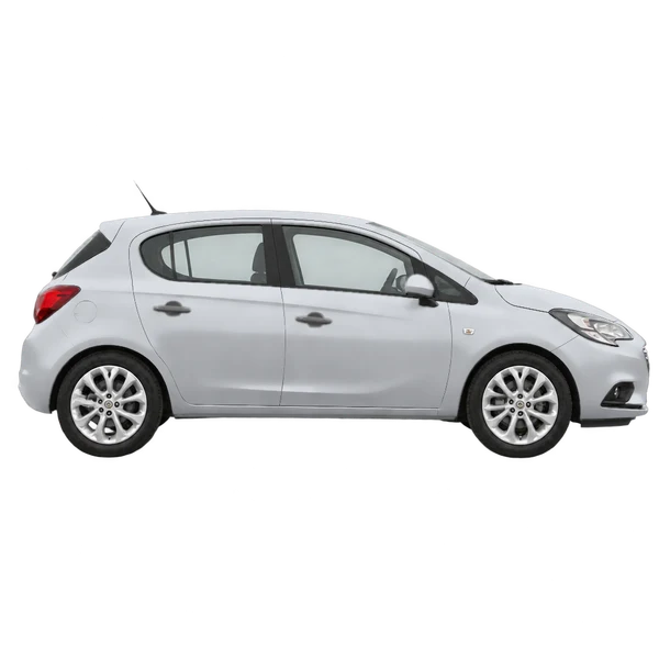 Opel Corsa 2015 prata, vista lateral (voltada para a direita)
