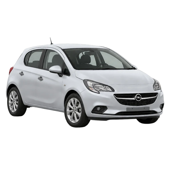 Opel Corsa 2016 prata, vista dianteira em três quartos (voltada para a esquerda)