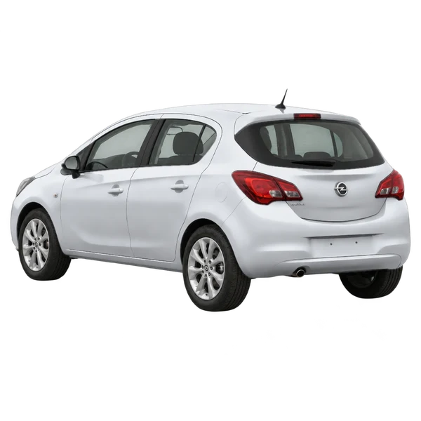 Opel Corsa 2016 prata, vista três quartos traseira (voltada para a esquerda)