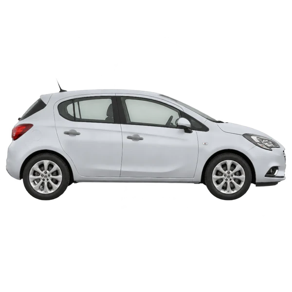 Opel Corsa 2016 prata, vista lateral (voltada para a direita)