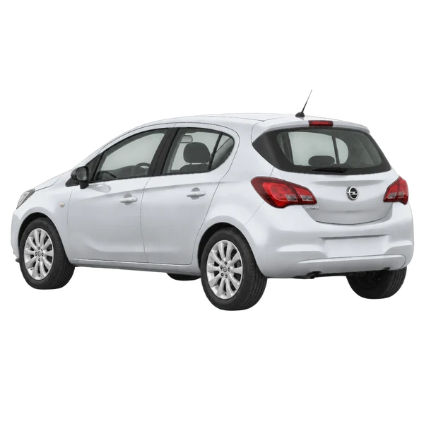Opel Corsa 2017 prata, vista três quartos traseira (voltada para a esquerda)