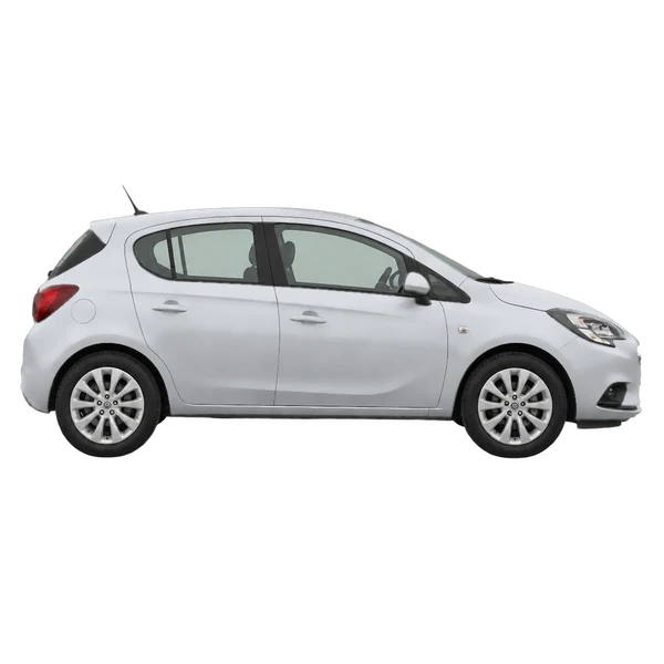 Opel Corsa 2017 prata, vista lateral (voltada para a direita)
