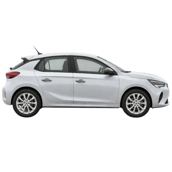 Opel Corsa 2020 prata, vista lateral (voltada para a direita)