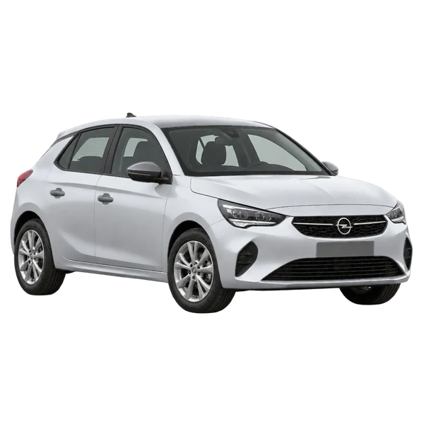 Opel Corsa 2021 prata, vista dianteira em três quartos (voltada para a esquerda)