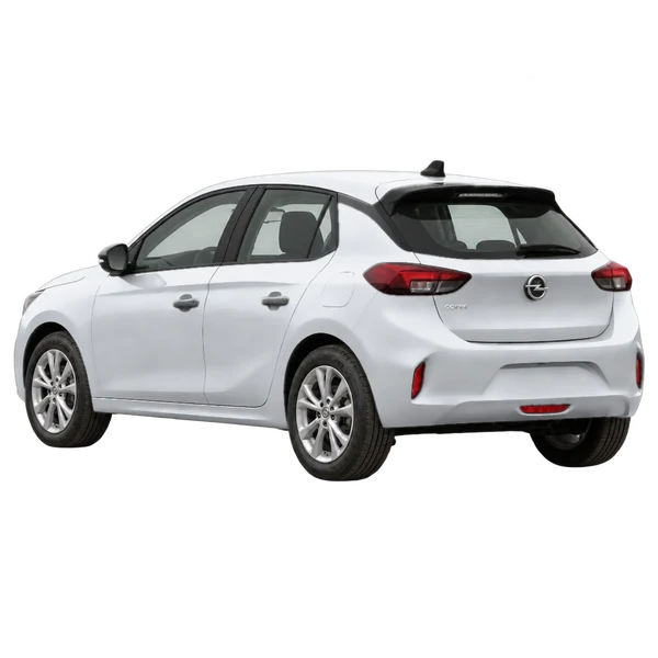 2021 Opel Corsa in Silber, Ansicht: Dreiviertelansicht von hinten (nach links gerichtet)