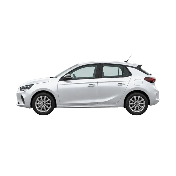 Opel Corsa 2022 باللون فضي، منظر جانبي (متجه إلى اليسار)