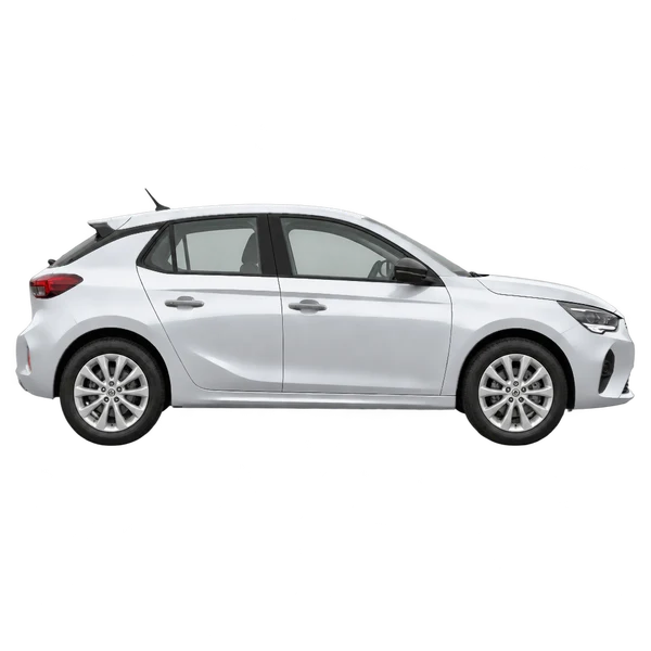 Opel Corsa 2022 prata, vista lateral (voltada para a direita)