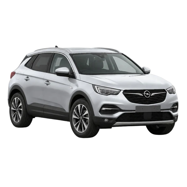 2021 Opel Grandland X in Silber, Ansicht: Dreiviertelansicht vorne (nach links gerichtet)