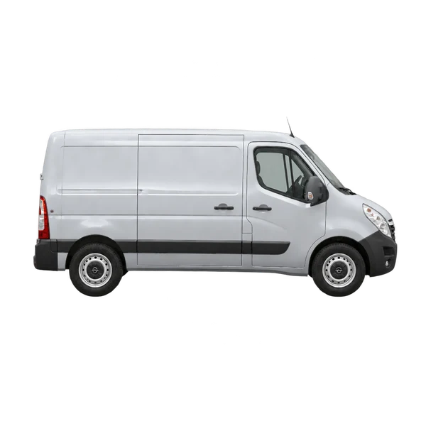 Opel Movano 2010 باللون فضي، منظر منظر جانبي (باتجاه اليمين)