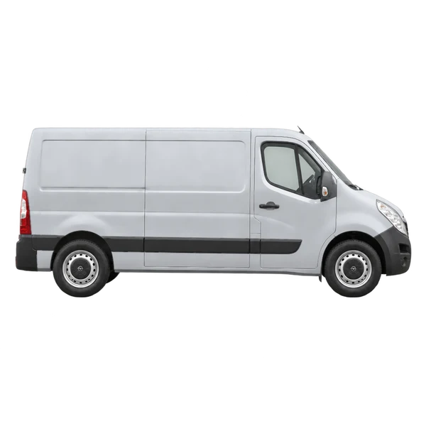 Opel Movano 2015 en plateado, vista lateral (hacia la derecha)