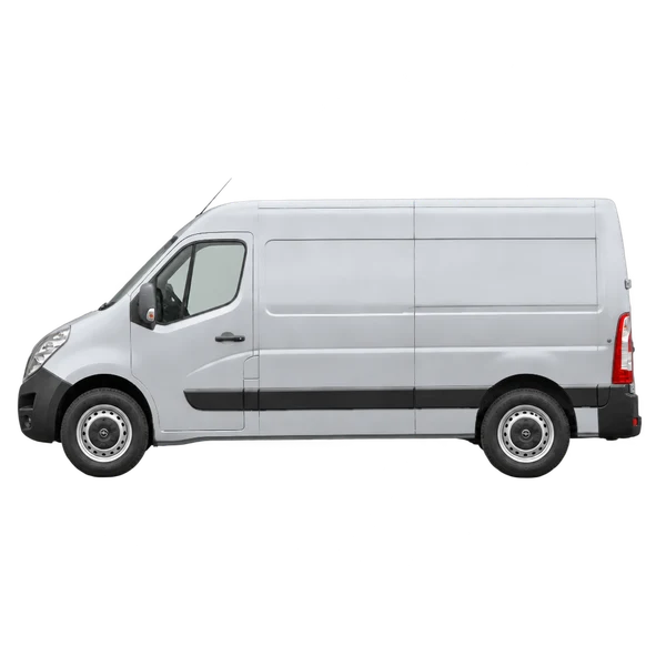 Opel Movano 2020 en plateado, vista lateral (mirando a la izquierda)