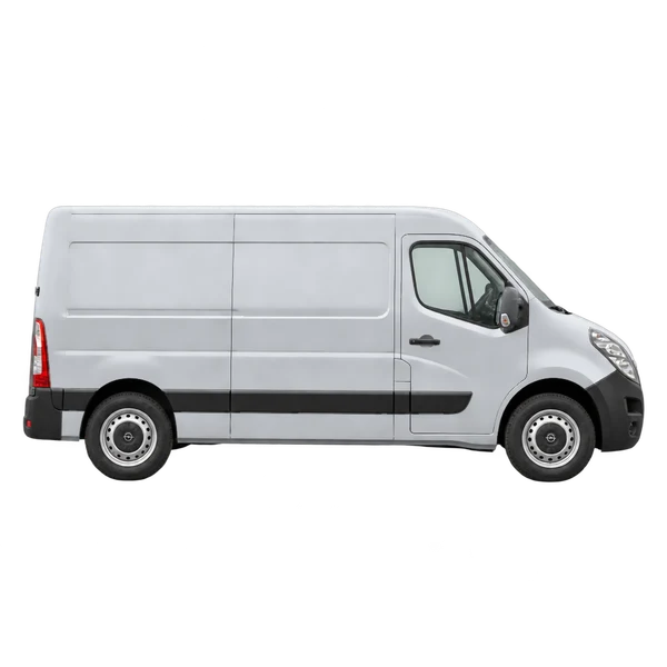 Opel Movano 2020 en plateado, vista lateral (hacia la derecha)