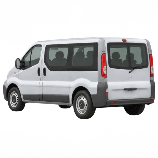 Opel Vivaro 2002 prata, vista três quartos traseira (voltada para a esquerda)