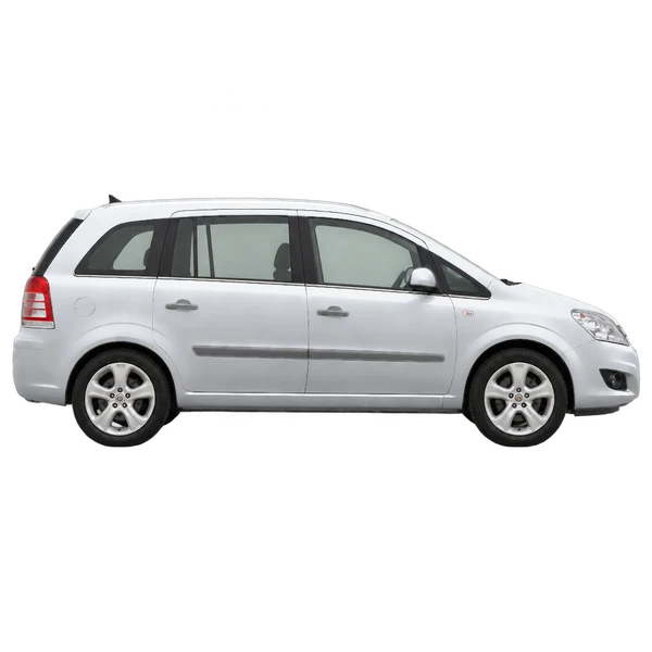 Opel Zafira 2011 باللون فضي، منظر منظر جانبي (باتجاه اليمين)