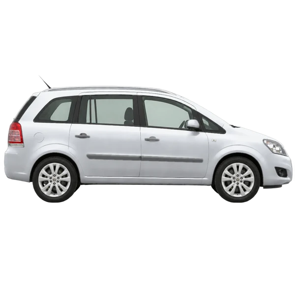 Opel Zafira 2012 باللون فضي، منظر منظر جانبي (باتجاه اليمين)