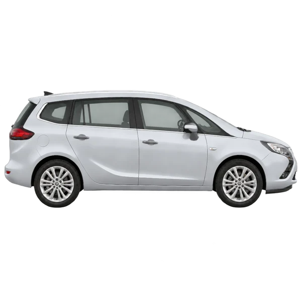 Opel Zafira 2015 باللون فضي، منظر منظر جانبي (باتجاه اليمين)