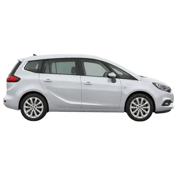 Opel Zafira 2018 باللون فضي، منظر منظر جانبي (باتجاه اليمين)